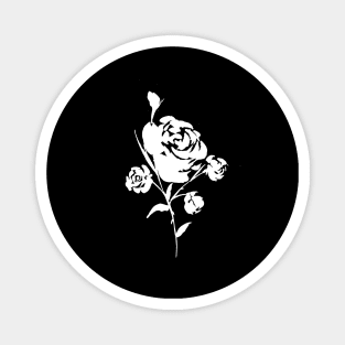 White Rose on Black Magnet